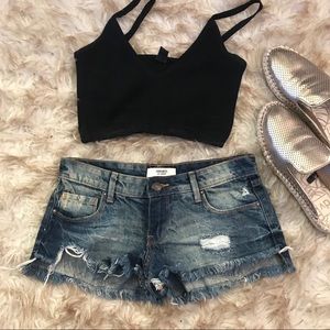 Dark denim cut off shorts